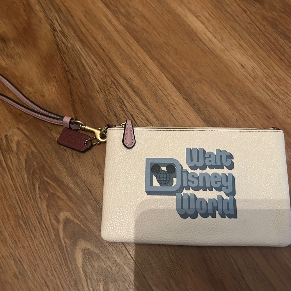 Coach White and Blue Disney Wristlet